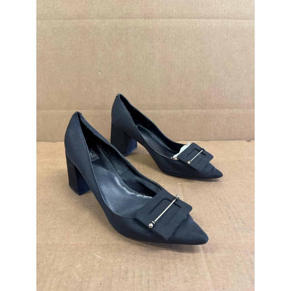 Zac Posen Buckle Pointed-Toe Block Heel Pumps Black Womens Size 8.5 M